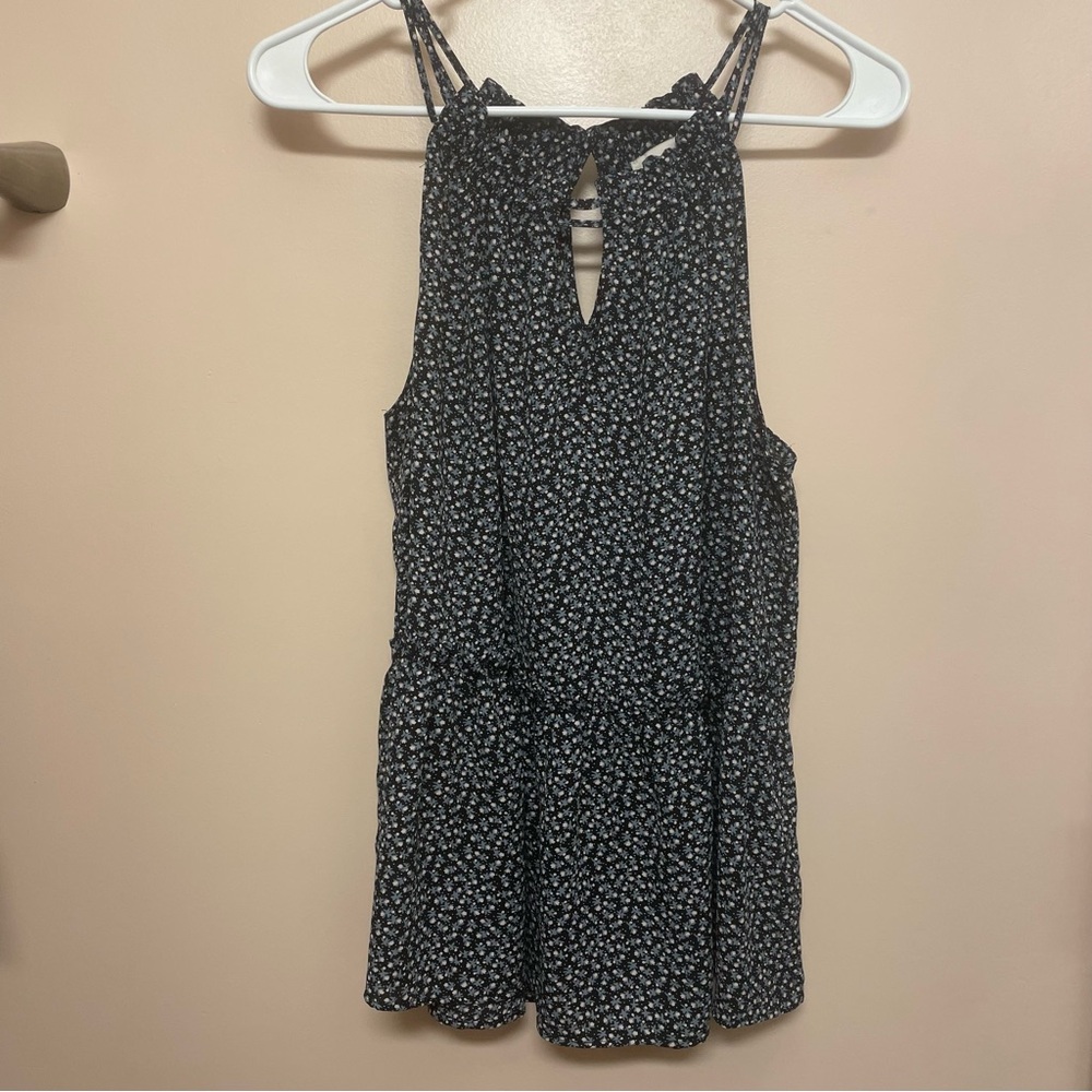 LOFT Black and White Floral Blouse